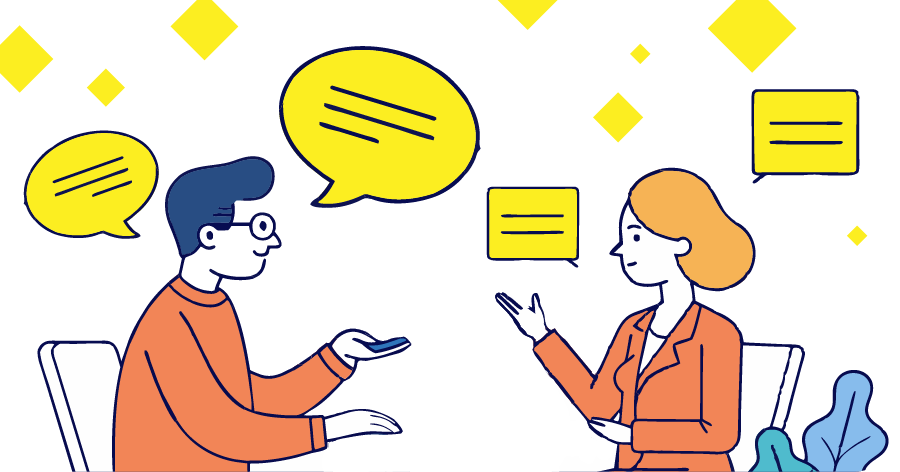 2人の人間が会話している様子の画像